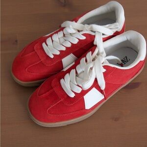 ZARA KIDS LEATHER SNEAKERS 2 (8.2 INCHES), 33 | RED